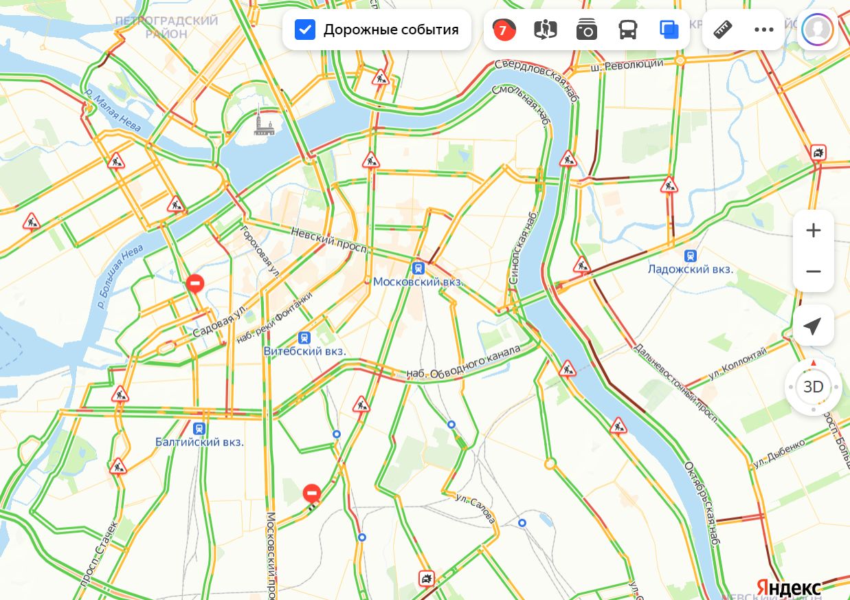 Пробки на дорогах спб в реальном времени карта онлайн бесплатно