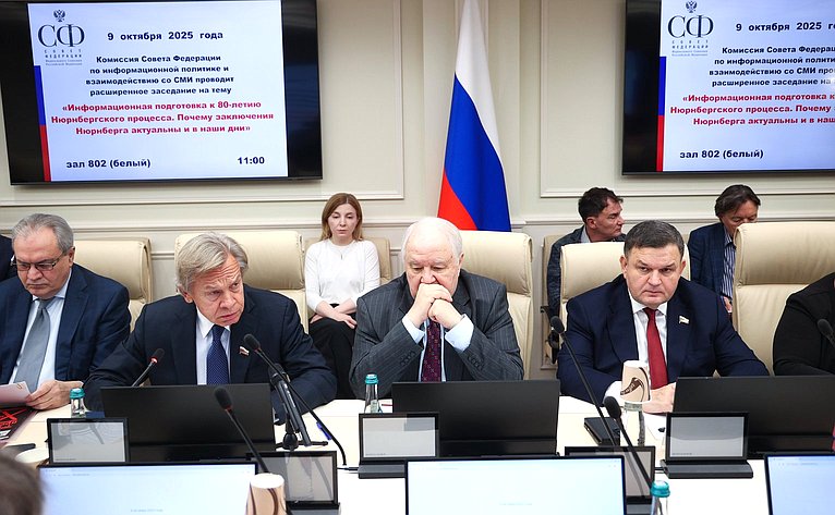 Заседание Комиссии СФ по информационной политике и взаимодействию со СМИ «Информационная подготовка к 80-летию Нюрнбергского процесса. Почему заключения Нюрнберга актуальны и в наши дни»