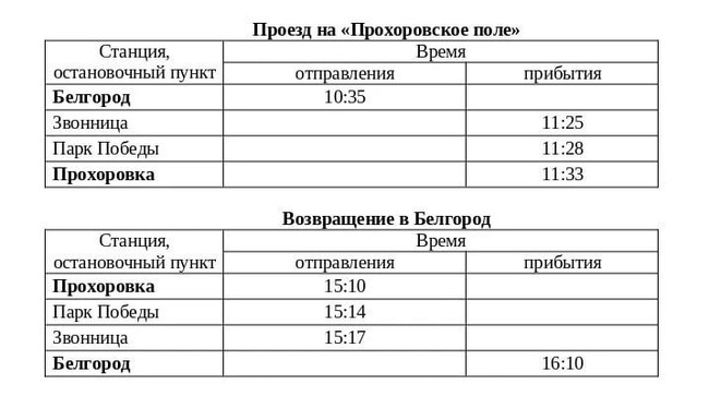 В День Победы из Белгорода будут ходить дополнительные поезда на Прохоровское поле - Изображение 