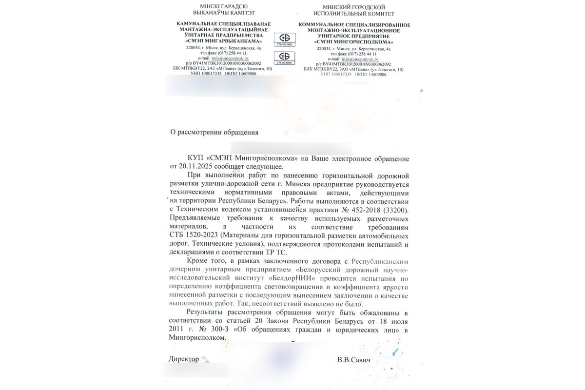 Это мы слепые! Минчанка пожаловалась, что в дождь не видно разметки и получила ответ