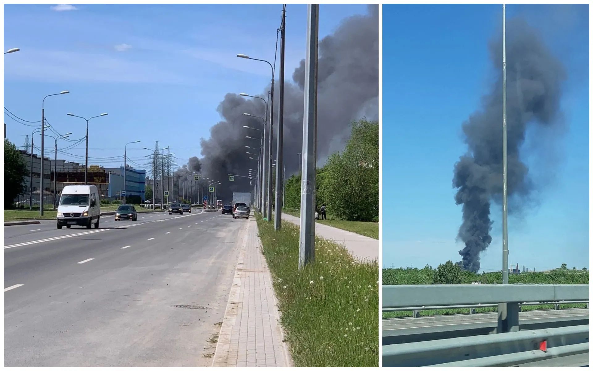 Горит склад в Колпинском районе — видео