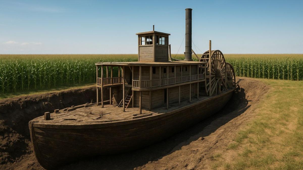 Пароход под кукурузным полем