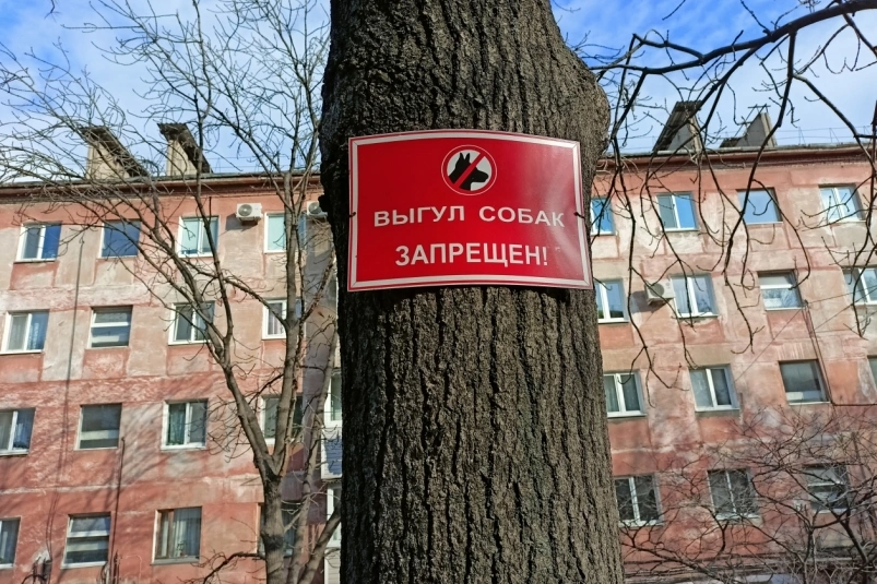 Табличка "Запрещен выгул собак" Василий Тарасенко, ИА Nakhodka.Media