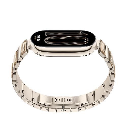 Фитнес-браслет Xiaomi Smart Band 10 в цвете «Сияющее золото».