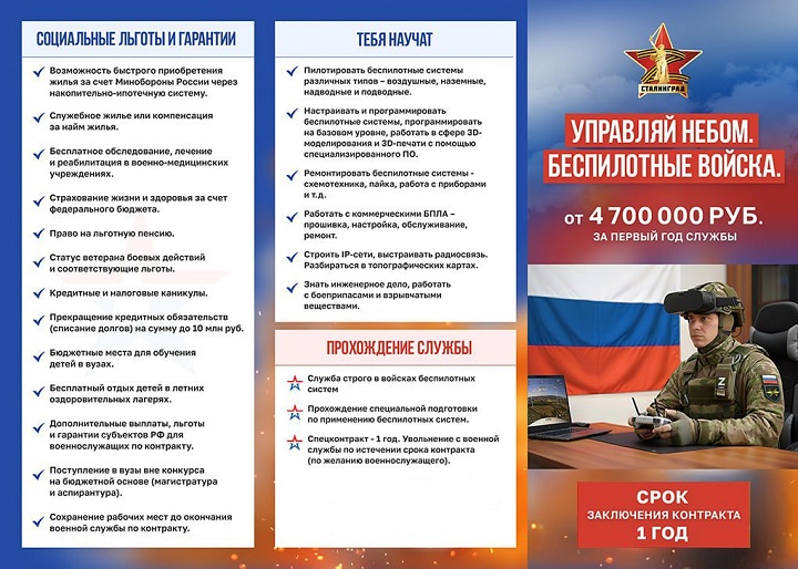 В Волгограде идет набор в новый род войск - войска беспилотных систем