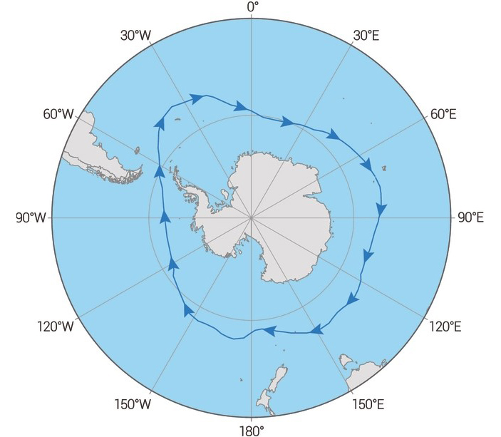 Рис. 8. Контур Антарктического циркумполярного течения