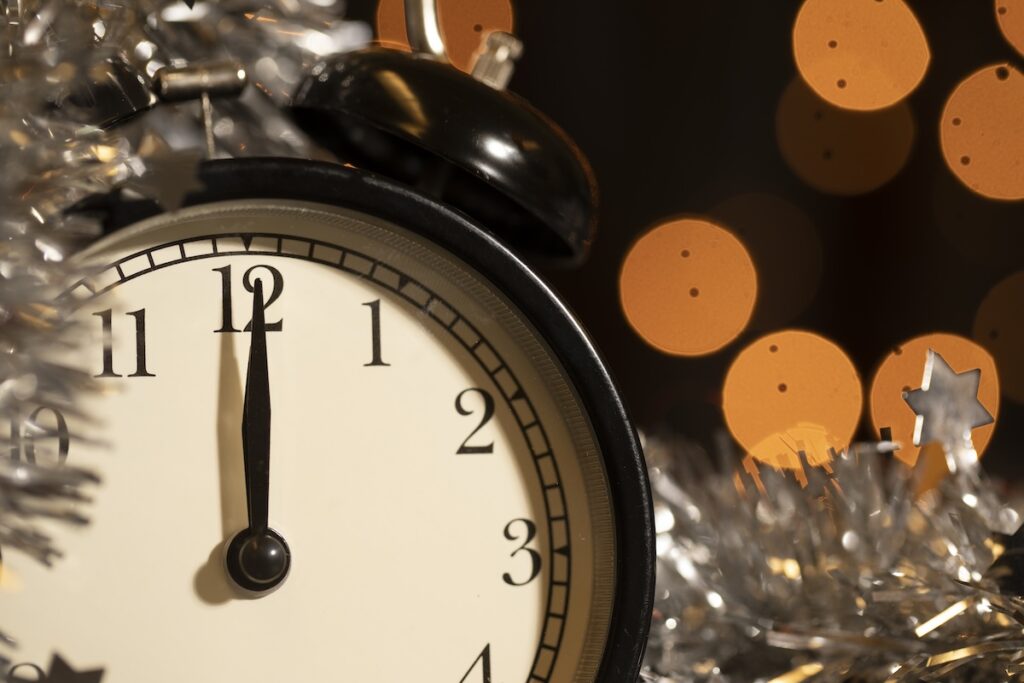 close up clock ticking new year night