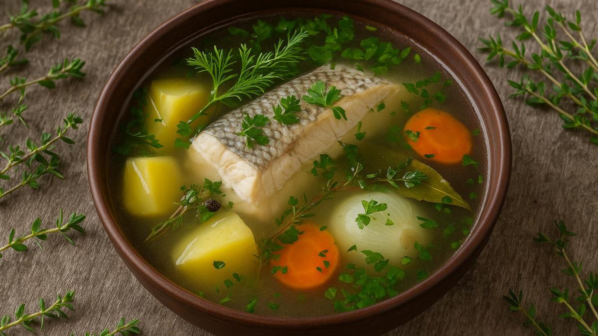 Уха из муксуна с северными травами