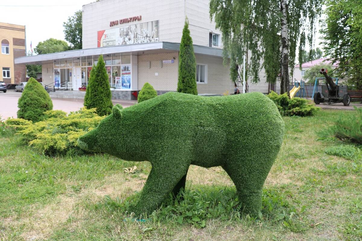 В Стародубе возле центрального Дома культуры появилась декоративная фигура медведя