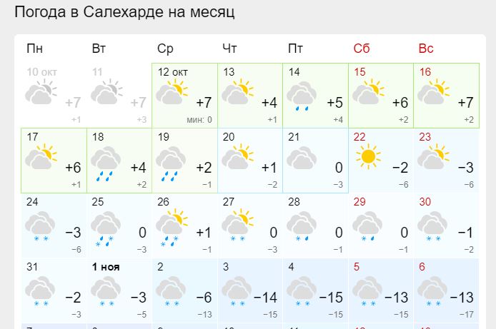 Тарко сале погода на 14 дней гисметео