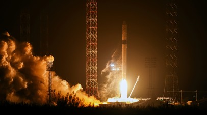 Запуск ракеты «Союз-5» с космодрома Байконур в Казахстане