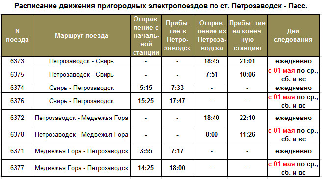 Расписание электричек Петрозаводск-Пасс - Медвежья Гора …