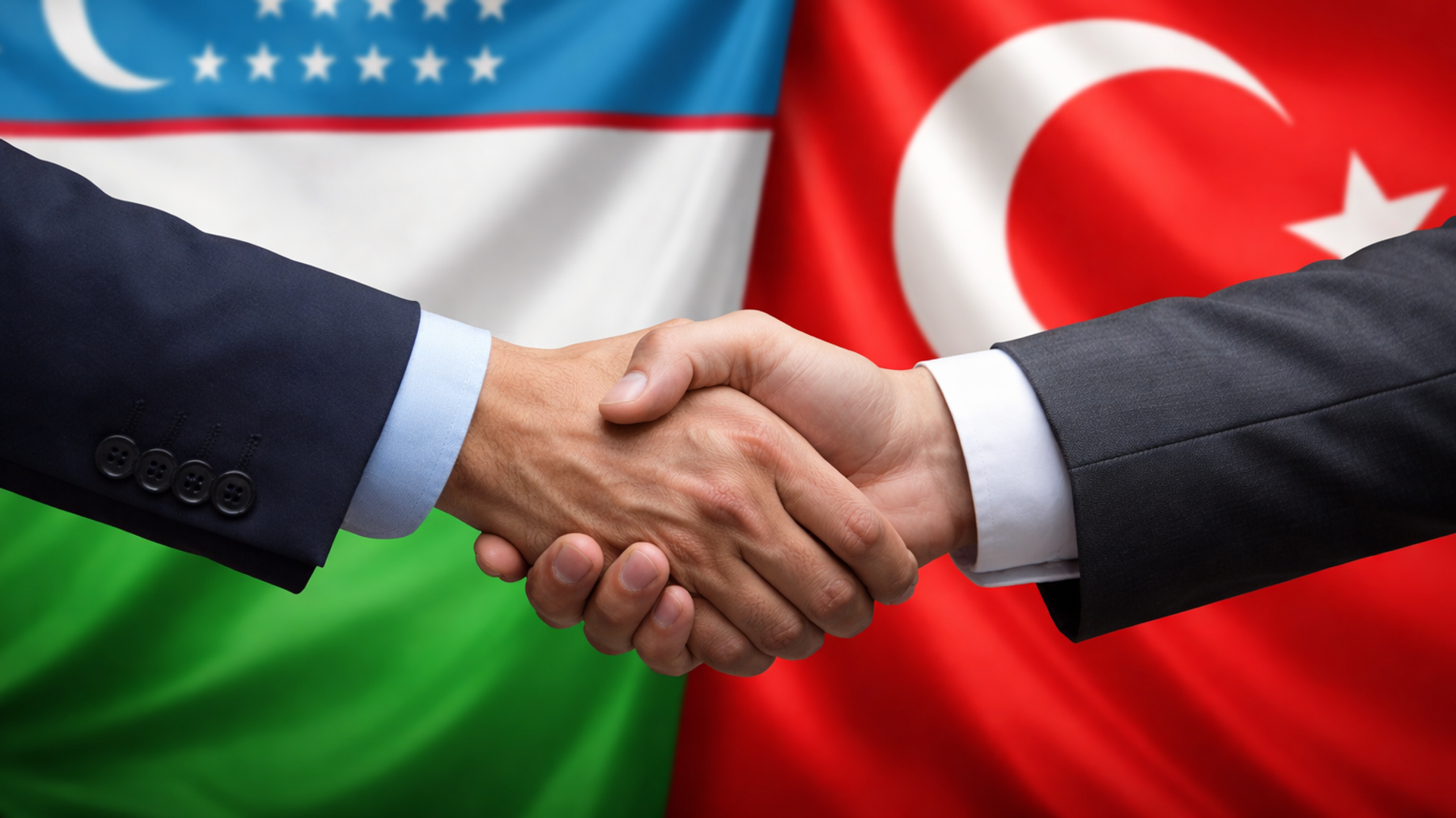 Рукопожатие на фоне флагов Узбекистана и Турции - Sputnik Узбекистан, 1920, 30.01.2026
