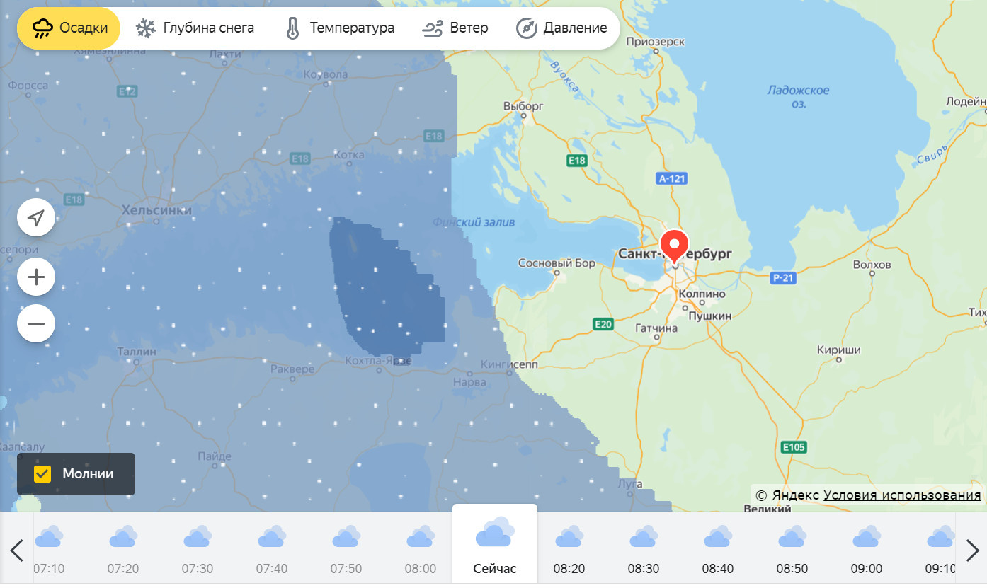 Карта погоды санкт петербург на сегодня