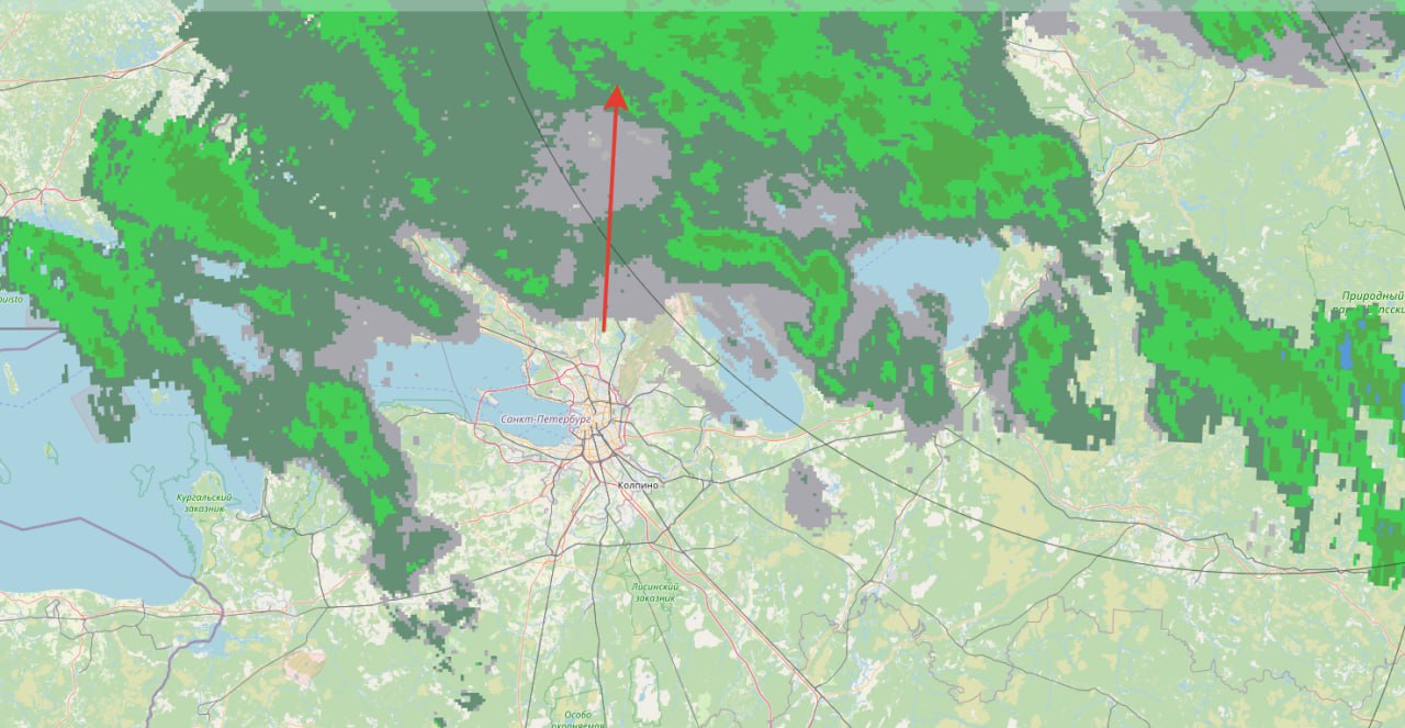 Карта дождя санкт петербург онлайн в реальном