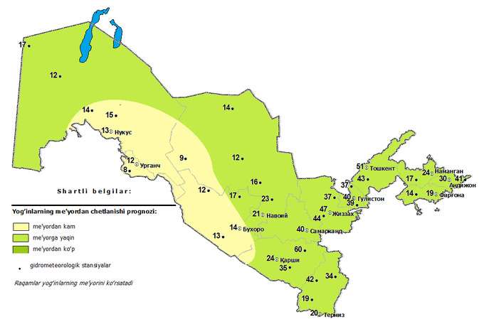 Карта осадков узбекистан