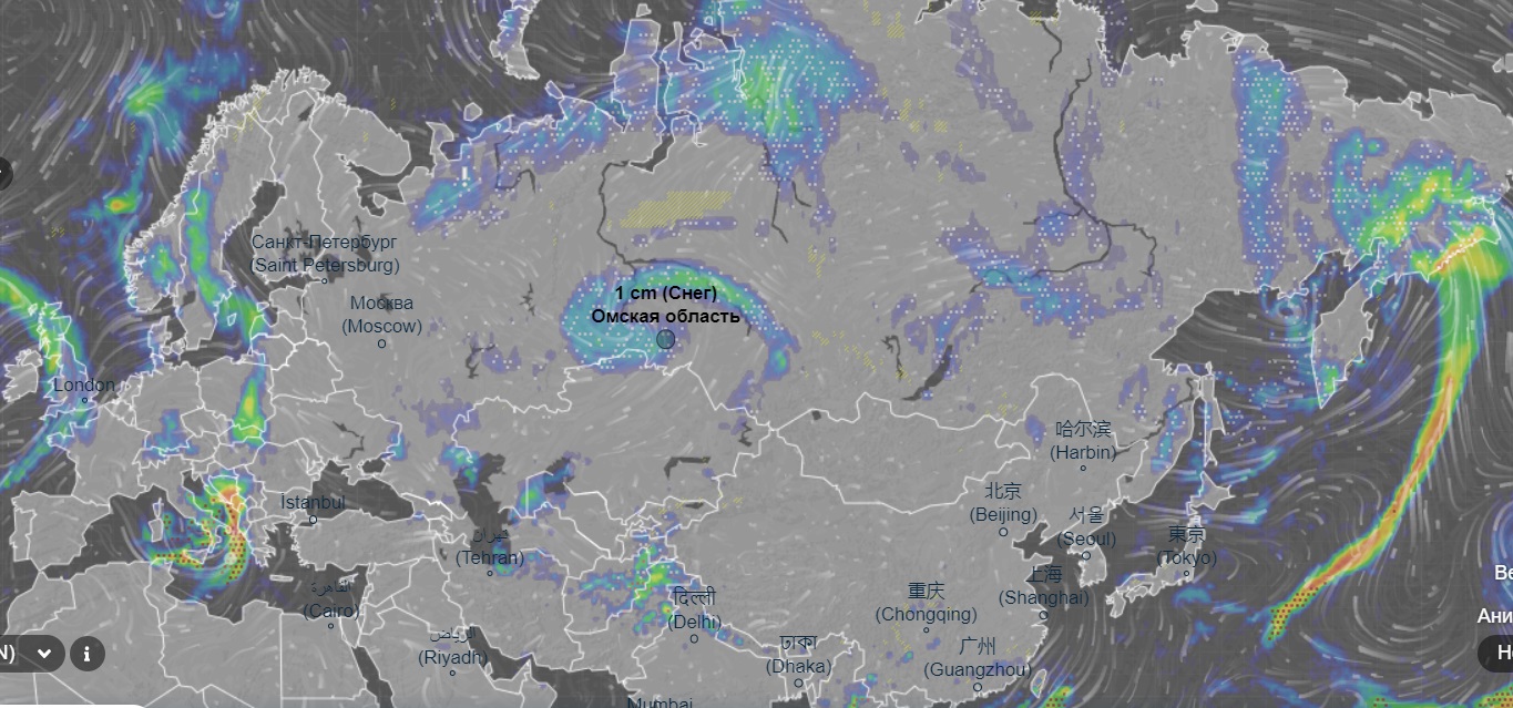 Карта циклонов на планете