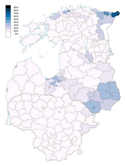 Доля русских среди всего населения в странах Балтии (Эстонии, Латвии, Литве) по данным переписи 2021 года