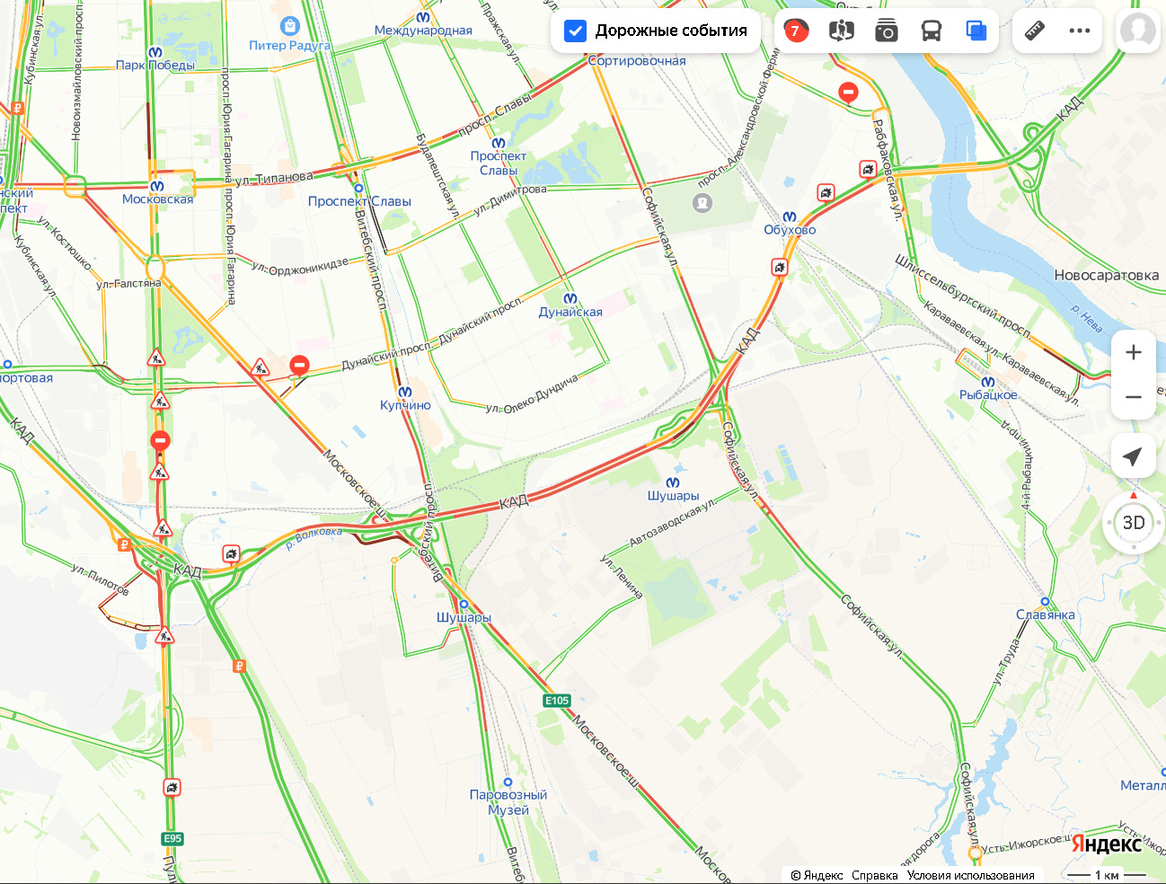 Дорожная обстановка в спб сейчас карта