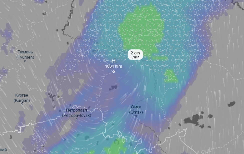 Карта осадков в омске сегодня