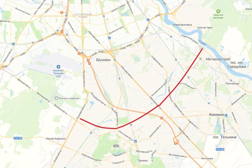Схема ЮШМ на карте Петербурга