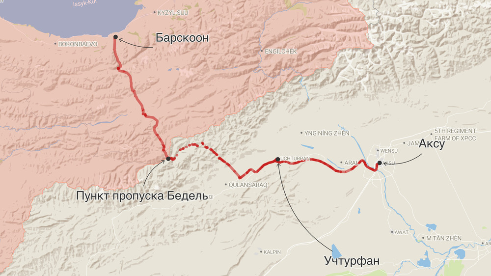Предполагаемый маршрут Барскоон — Учтурфан — Аксу