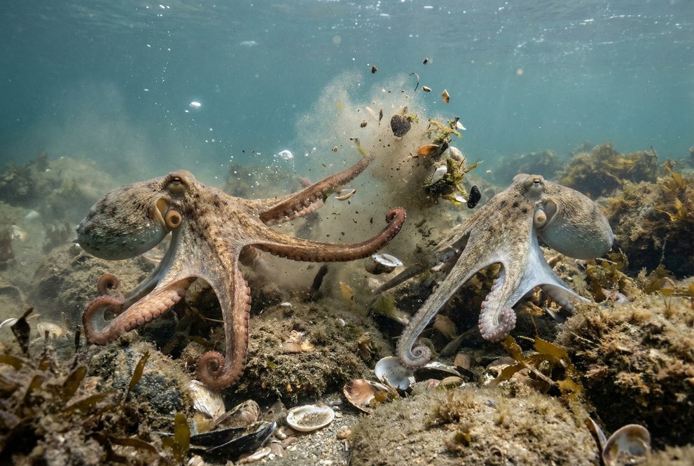 Как самки осьминогов отвергают назойливых ухажёров?