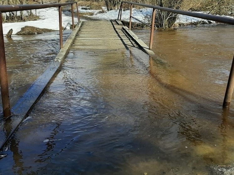 Река затопила мост в Лахденпохья