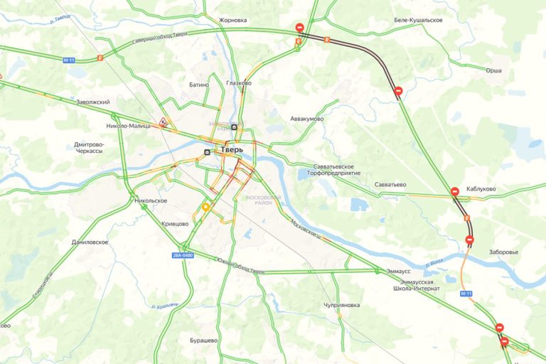 Новая трасса м11 вокруг твери на карте