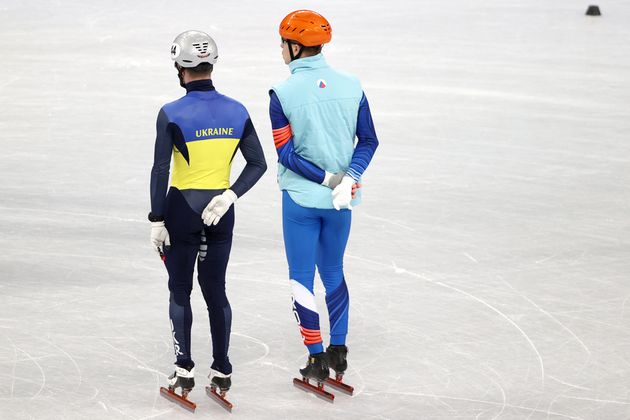 Украинский и российский спортсмены во время тренировки