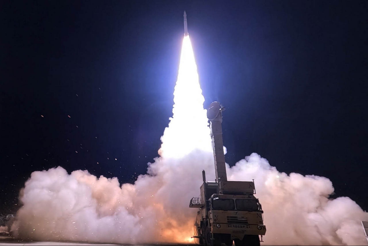 Пуск ракеты большой дальности модернизированного иранского ЗРК Bavar-373, февраль 2025 г.
