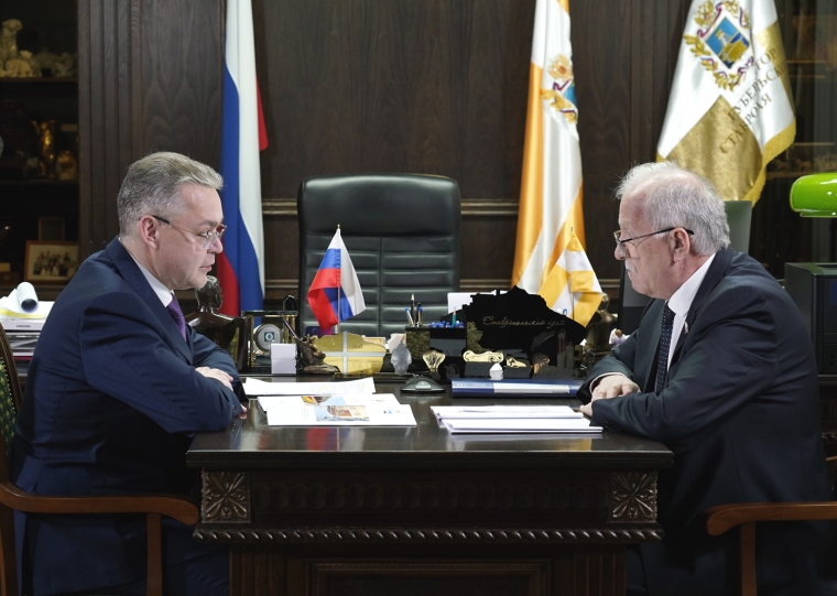 ГУБЕРНАТОР СТАВРОПОЛЬЯ ОБСУДИЛ С ПРЕДСЕДАТЕЛЕМ ДУМЫ КРАЯ ИСПОЛНЕНИЕ НАКАЗОВ ЗЕМЛЯКОВ