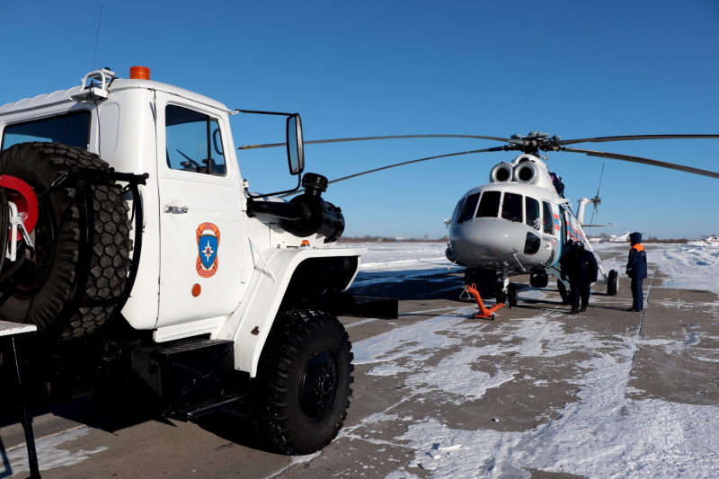 Очередной вертолёт Ми-8 нового поколения прибыл в Хабаровский авиационно-спасательный центр МЧС России