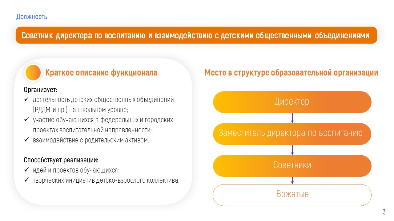 Должность советник директора