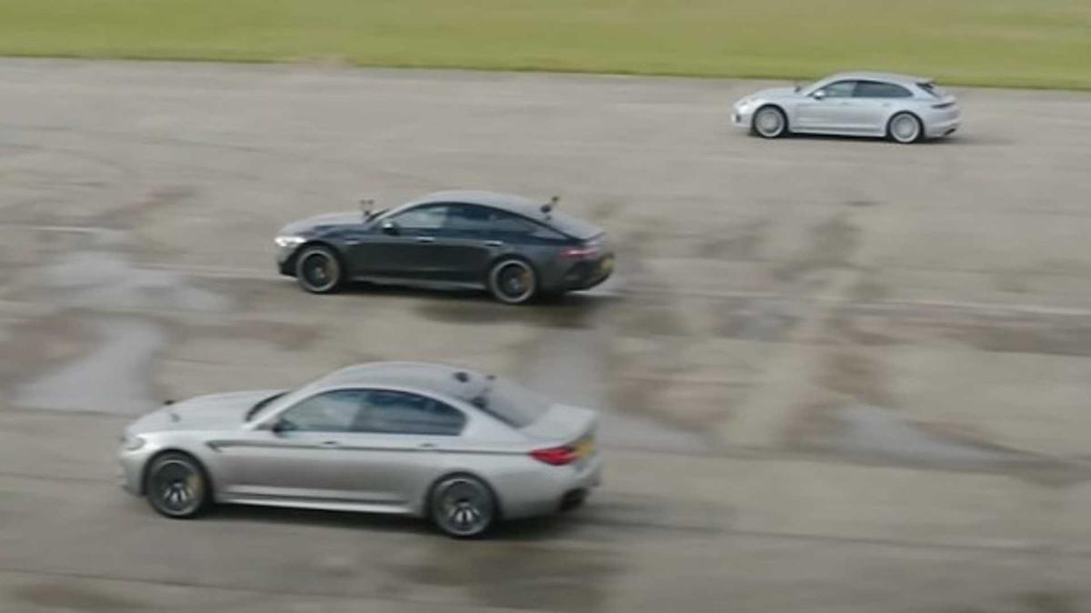 Посмотрите, как AMG GT 63 S соревнуется с BMW M5 и Porsche Panamera в дрэг-рейсинге
