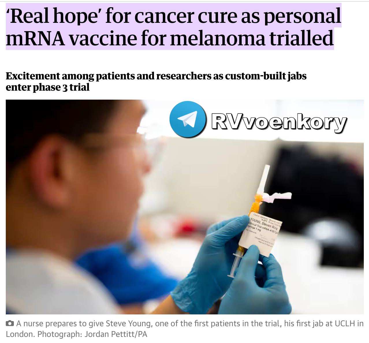 Русские учёные заявили об успешном испытании вакцины, побеждающей рак | Русская весна