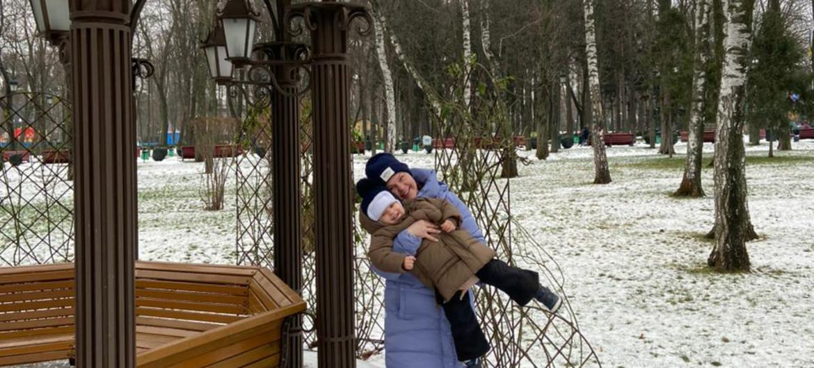 Алина Волик с сыном в Харькове. 