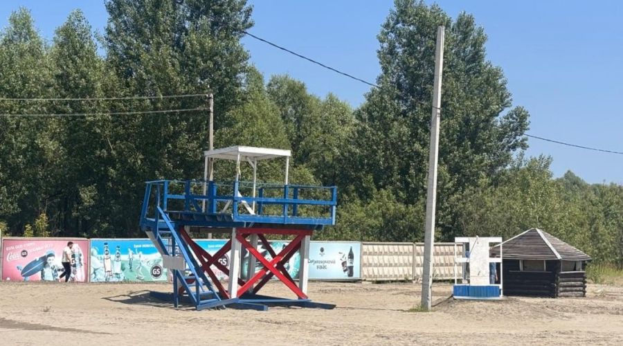 Городской пляж на острове Помазкин в Барнауле