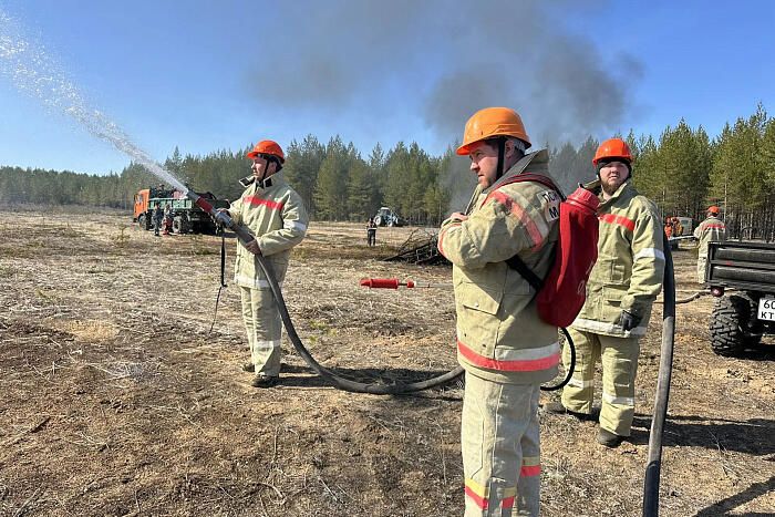 В Кирсе прошли учения по тушению лесного пожара