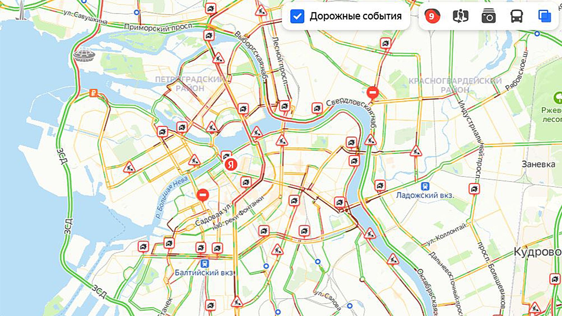 Карта загруженности дорог санкт петербурга