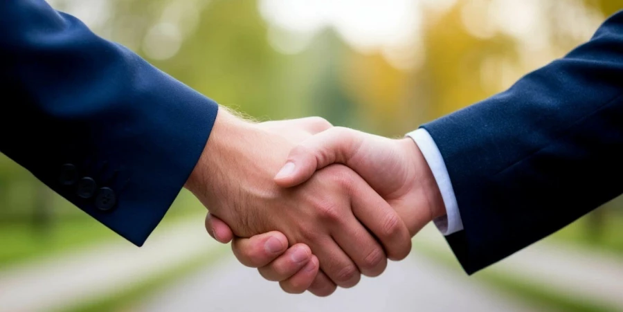 Мужчины пожимают руки. Рукопожатие