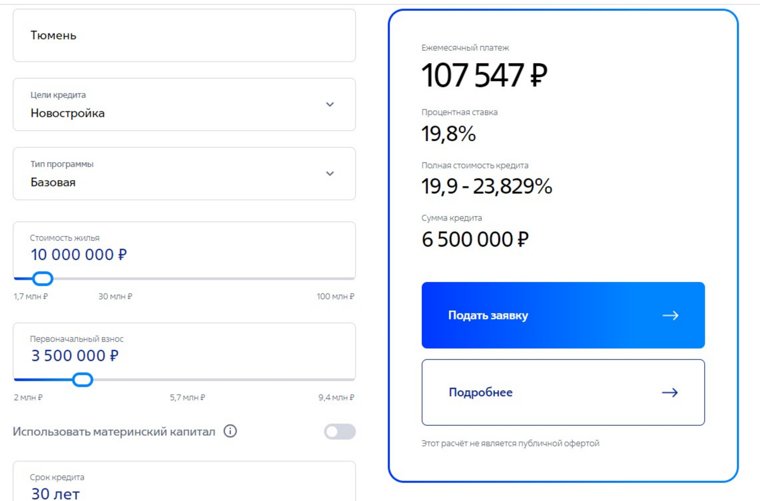 Средняя процентная ставка по ипотеке в 