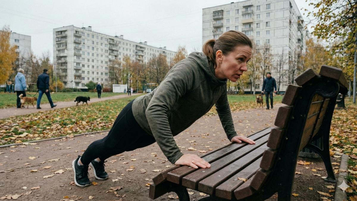 Женщина на уличной тренировке