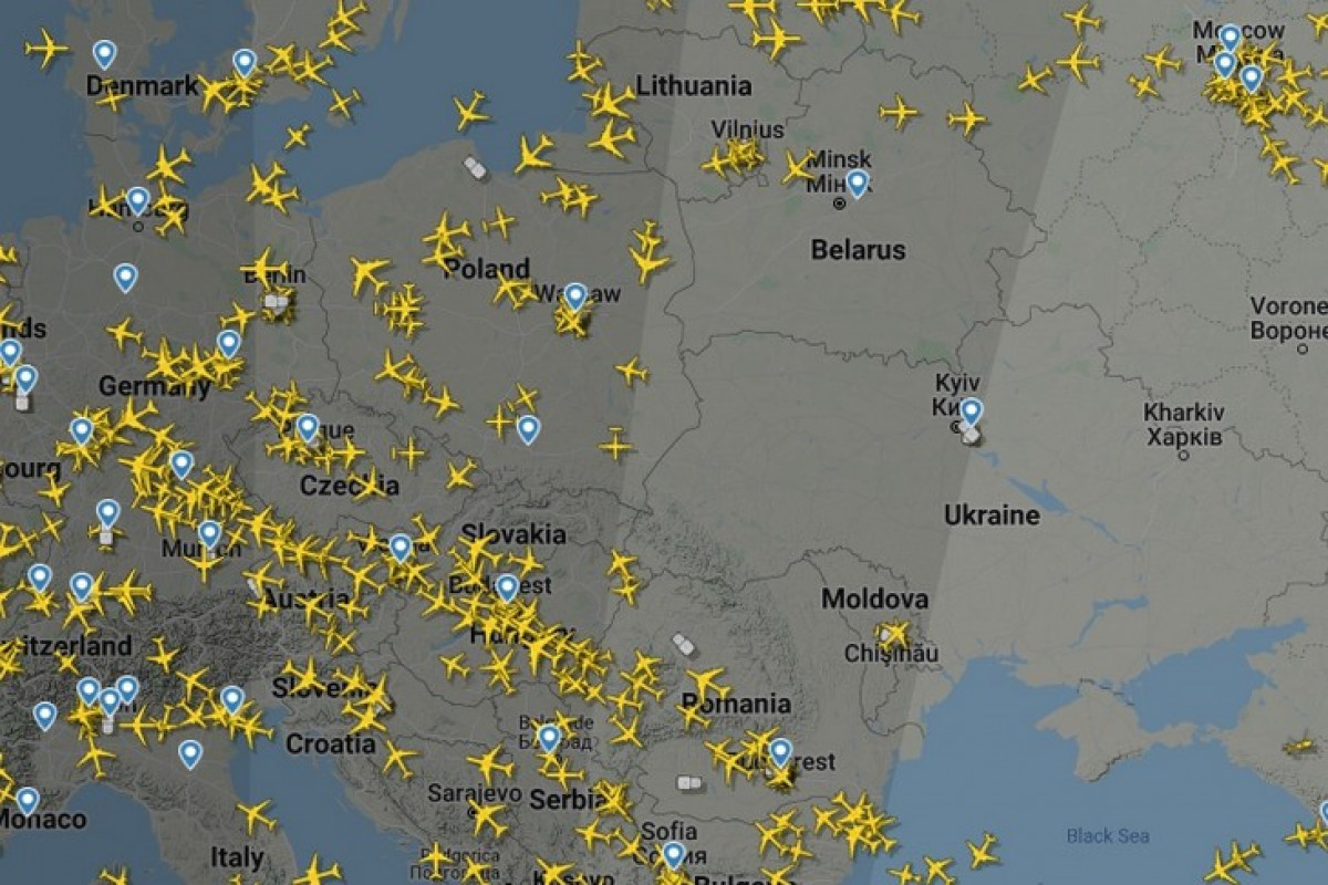 Карта неба с самолетами