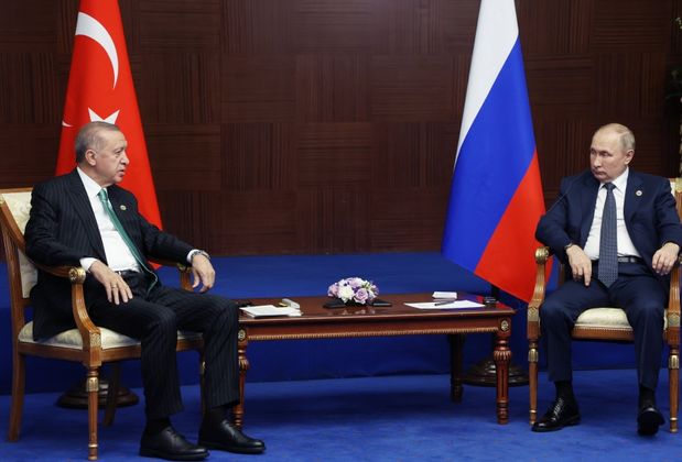 Встреча Президента РФ Владимира Путина и президента Турции Реджепа Тайипа Эрдогана в Астане. 13 октября 2022