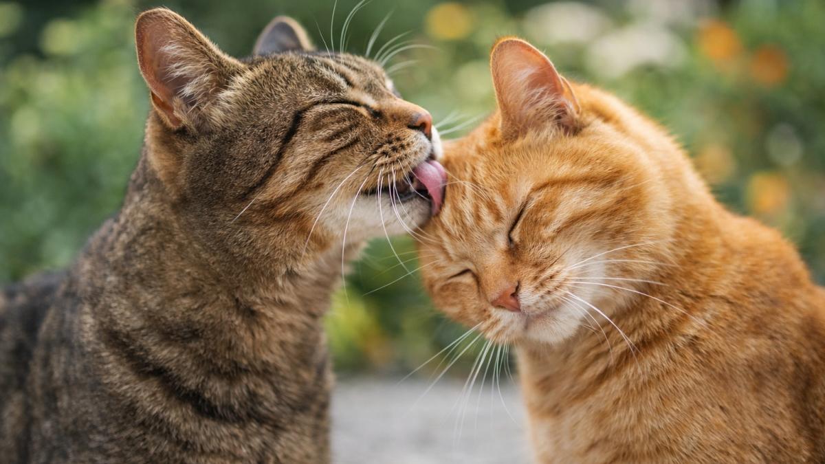 Коты облизывают друг друга