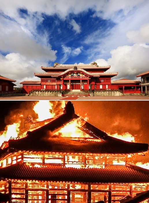 Замок Сюри, построенный в 1429 году, до недавнего времени входил в список старинных крепостных сооружении Японии, но пожар 2019 года практически полностью уничтожил национальный шедевр.