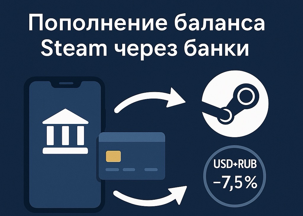 Пополнить баланс Стим через банки