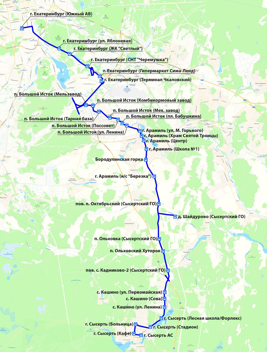 Карта трассы м12 до екатеринбурга