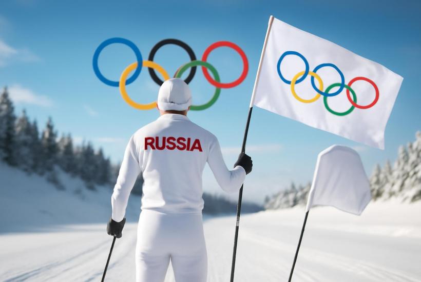 Российский спортсмен с нейтральным флагом на зимних Играх